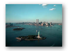 The Statue of Liberty and Manhattan in the Background